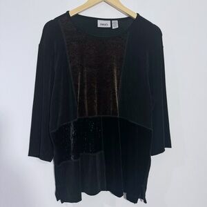Chico's Travelers Patchwork Top In Black Size X-Large Chico's‎ Size 3